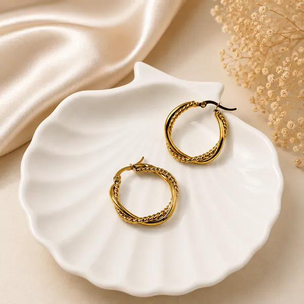Golden_Stainless_Steel_Twist_Hoop_Earring_For_Women