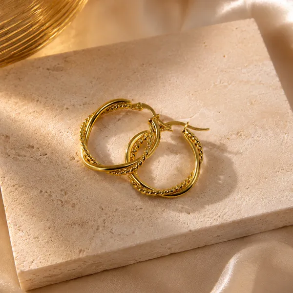 Golden_Stainless_Steel_Twist_Hoop_Earring_For_Women