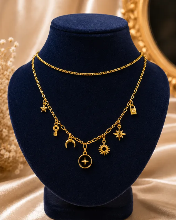 Golden_Stainless_Steel_Celestia_Charm_Necklace_For_Women