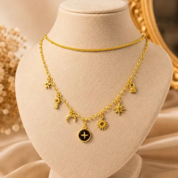 Golden_Stainless_Steel_Celestia_Charm_Necklace_For_Women