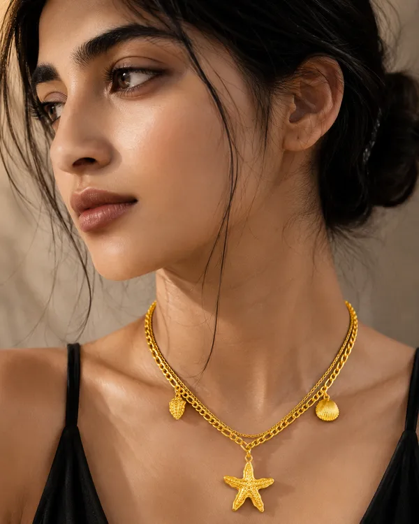 Golden_Stainless_Steel_Coastal_Charm_Layered_Necklace_For_Women