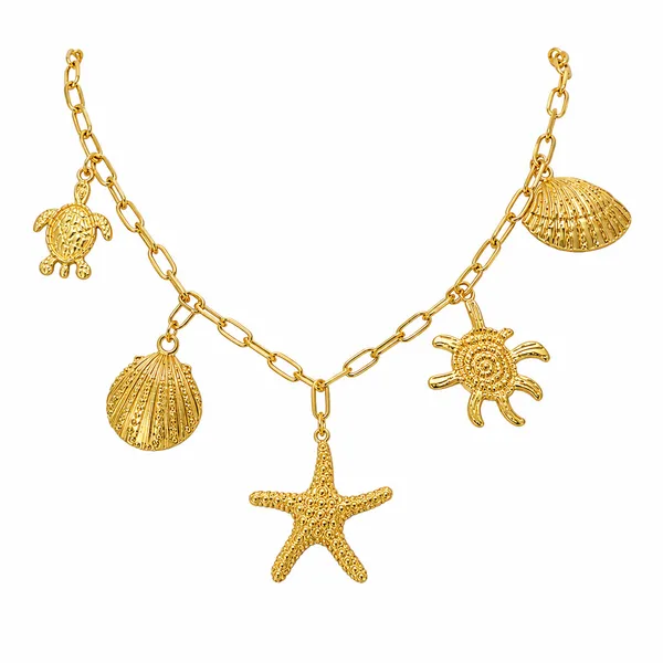 Golden_Stainless_Steel_18K_Gold_Plated_Ocean_Treasures_Charm_Necklace_For_Women