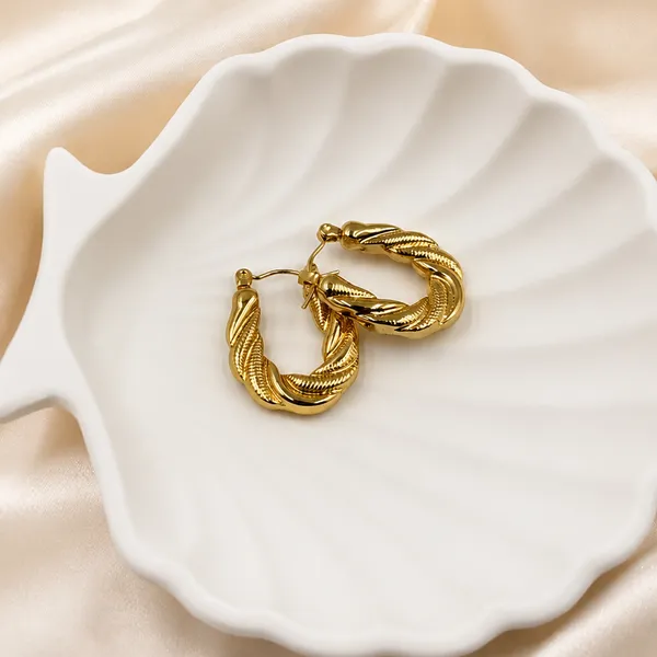 Golden_Stainless_Steel_18K_Gold_Plated_Chunky_Twist_Hoop_Earring_For_Women