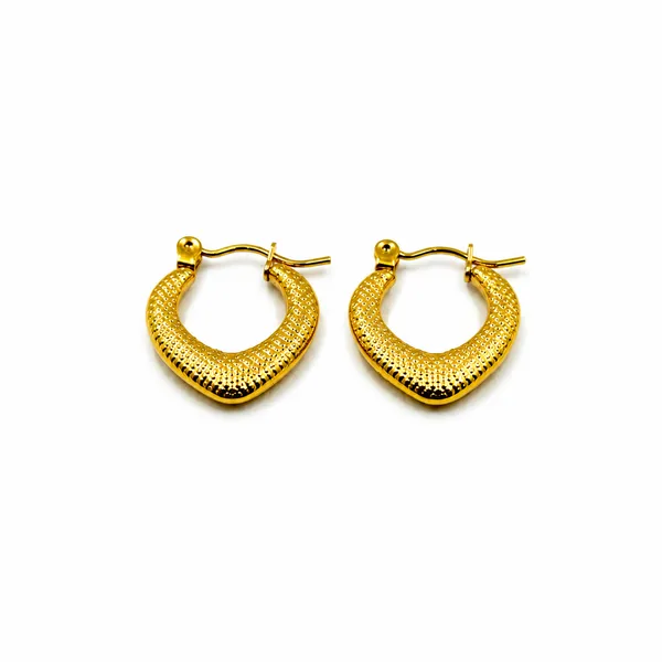 Golden_Stainless_Steel_18K_Gold_Plated_Stippled_Hoop_Earring_For_Women