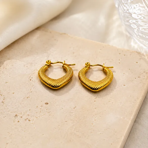 Golden_Stainless_Steel_18K_Gold_Plated_Stippled_Hoop_Earring_For_Women