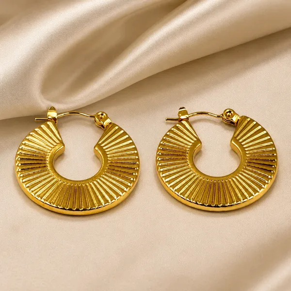 Golden_Stainless_Steel_Sunburst_Hoop_Earring_For_Women