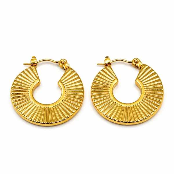 Golden_Stainless_Steel_Sunburst_Hoop_Earring_For_Women