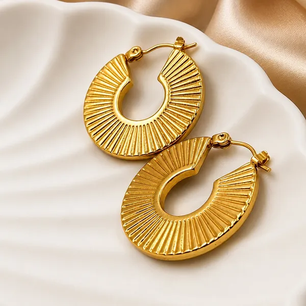 Golden_Stainless_Steel_Sunburst_Hoop_Earring_For_Women