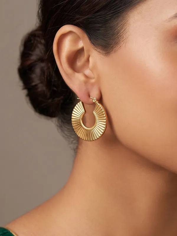Golden_Stainless_Steel_Sunburst_Hoop_Earring_For_Women