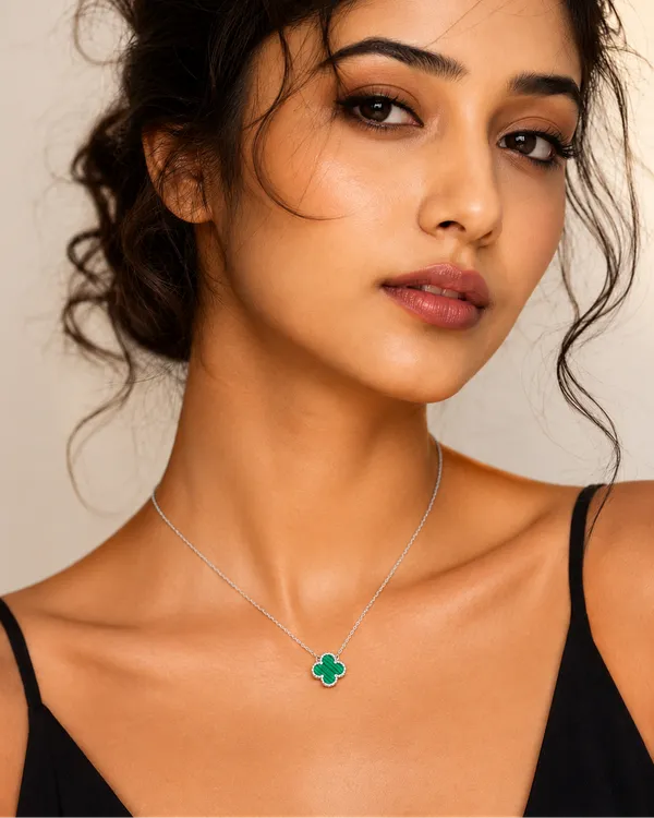 Golden_Green_Stainless_Steel_Bloom_Necklace_For_Women