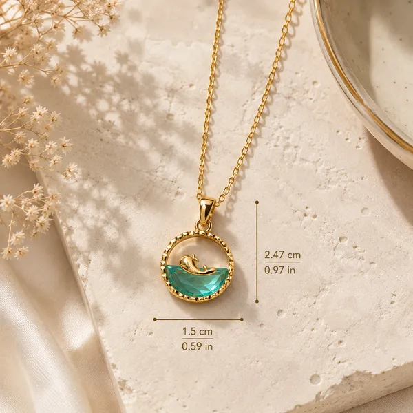 Golden_Stainless_Steel_18K_Gold_Plated_Blue_Lagoon_Pendant_For_Women