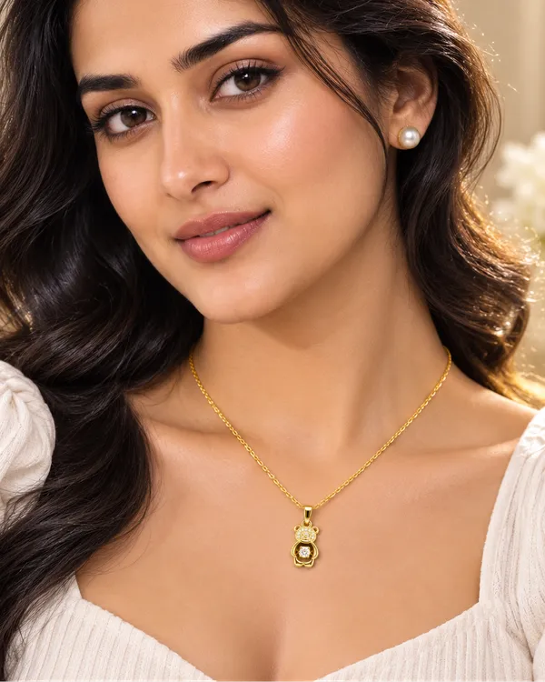 Golden_Stainless_Steel_18K_Gold_Plated_Teddy_Charm_Necklace_For_Women