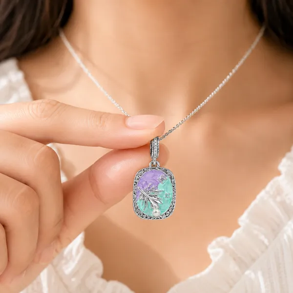 Silver_Stainless_Steel_Lavender_Tide_Necklace_For_Women