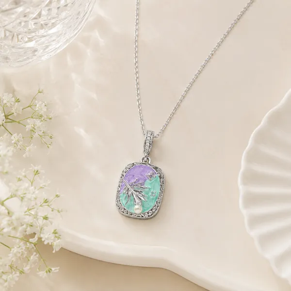 Silver_Stainless_Steel_Lavender_Tide_Necklace_For_Women