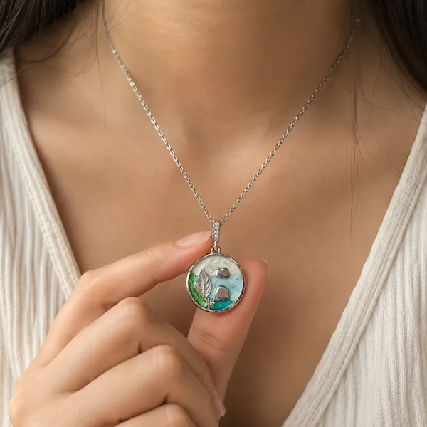 Silver_Stainless_Steel_Nature_Harmony_Pendant_For_Women