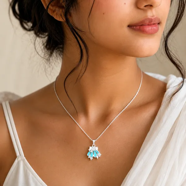 Golden_Blue_Stainless_Steel_Ocean_Whisper_Necklace_For_Women