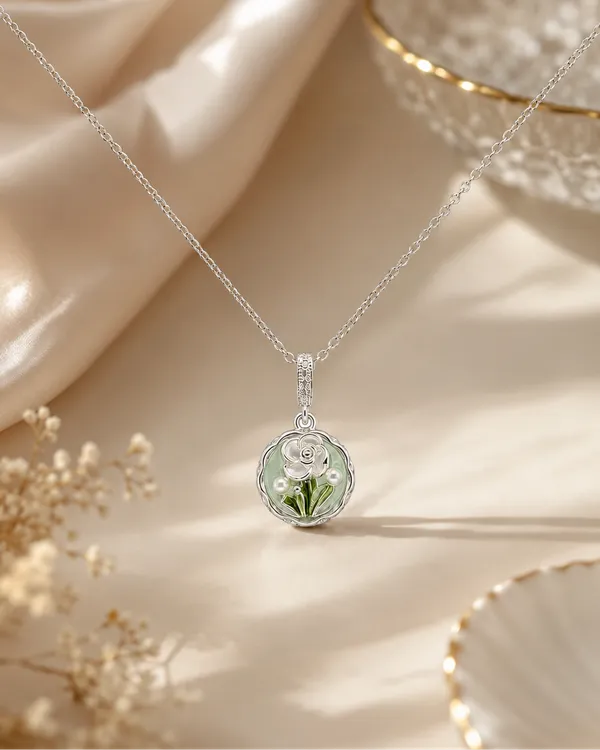 Silver_Stainless_Steel_Pearl_Bloom_Necklace_For_Women