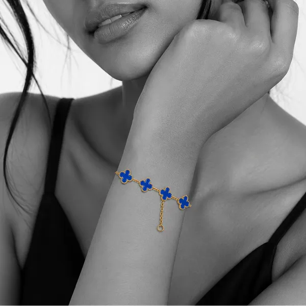 Golden_Blue_Stainless_Steel_Clover_Bracelet_For_Women