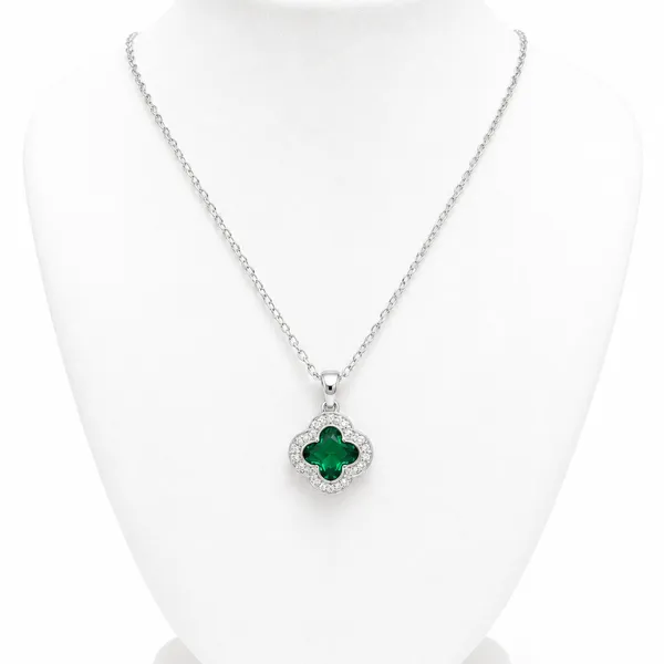 Golden_Stainless_Steel_Emerald_Clover_Pendant_For_Women
