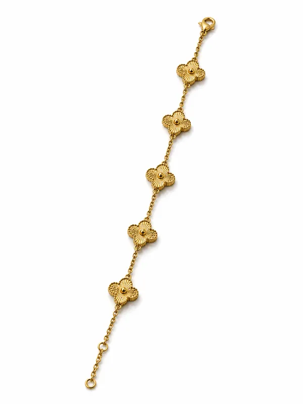 Golden_Stainless_Steel_18K_Gold_Plated_Clover_Bracelet_For_Women