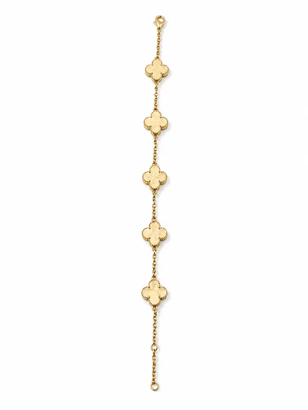 Golden_Stainless_Steel_Ivory_Clover_Bracelet_For_Women