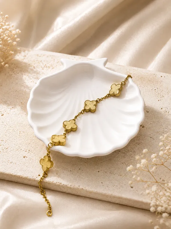 Golden_Stainless_Steel_Ivory_Clover_Bracelet_For_Women