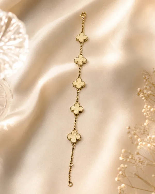Golden_Stainless_Steel_Ivory_Clover_Bracelet_For_Women