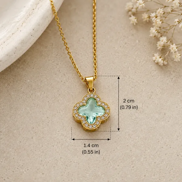 Golden_Stainless_Steel_Pistachio_Clover_Necklace_For_Women