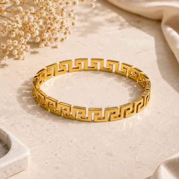 Golden_Stainless_Steel_18K_Gold_Plated_Maze_Bracelet_For_Women