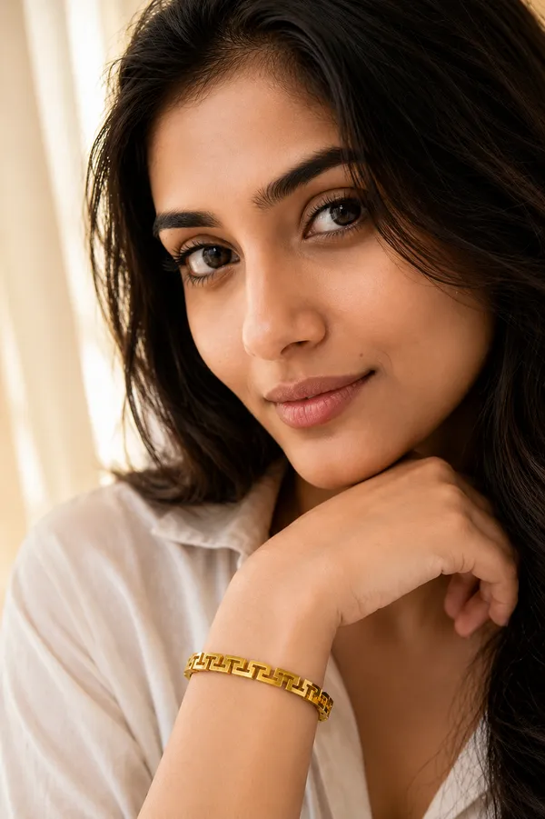 Golden_Stainless_Steel_18K_Gold_Plated_Maze_Bracelet_For_Women