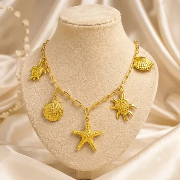 Golden_Stainless_Steel_18K_Gold_Plated_Ocean_Treasures_Charm_Necklace_For_Women