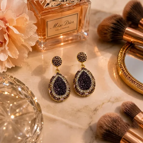 Deep_Plum_Natural_Stone_Earring_Drop_Earring_For_Women