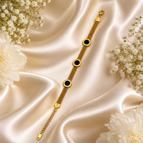Golden_Black_Circle_Mesh_Bracelet