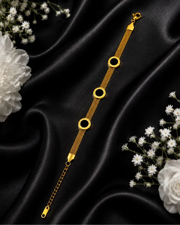 Golden_Black_Circle_Mesh_Bracelet