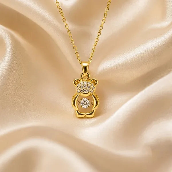 Golden_Stainless_Steel_18K_Gold_Plated_Teddy_Charm_Necklace_For_Women