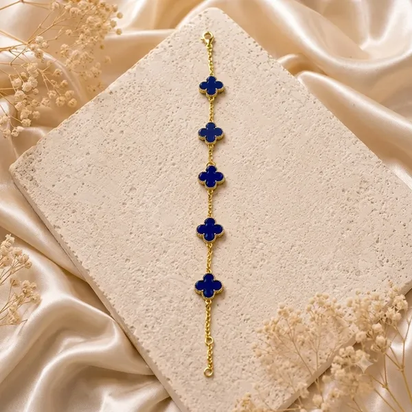 Golden_Navy_Stainless_Steel_Navy_Clover_Bracelet_For_Women