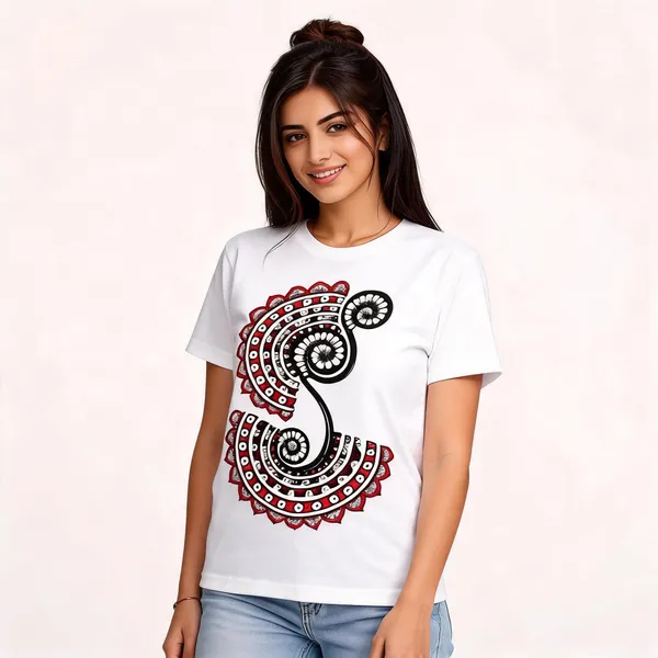 White_Cotton_Regular_Fit_Paisley_Graphic_T-Shirt_For_Women