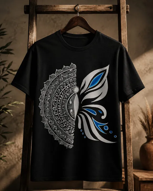 Black_Cotton_Regular_Fit_Mandala_Feather_Graphic_T-Shirt_For_Men