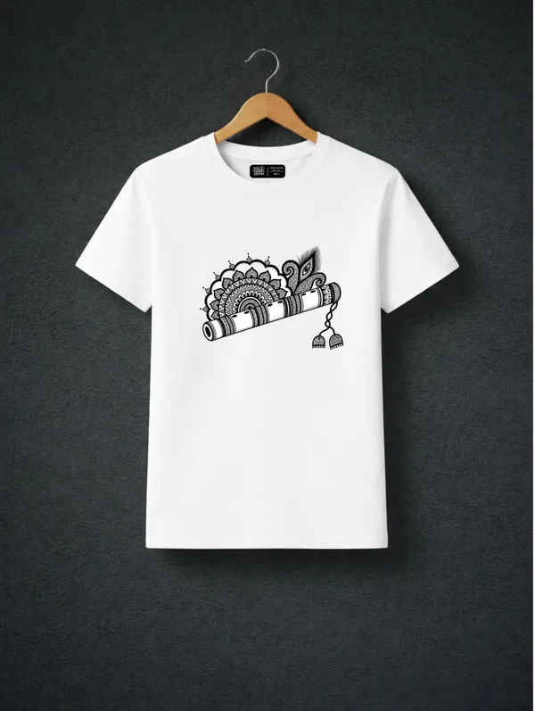 White_Cotton_Regular_Fit_Traditional_Graphic_T-Shirt_For_Men