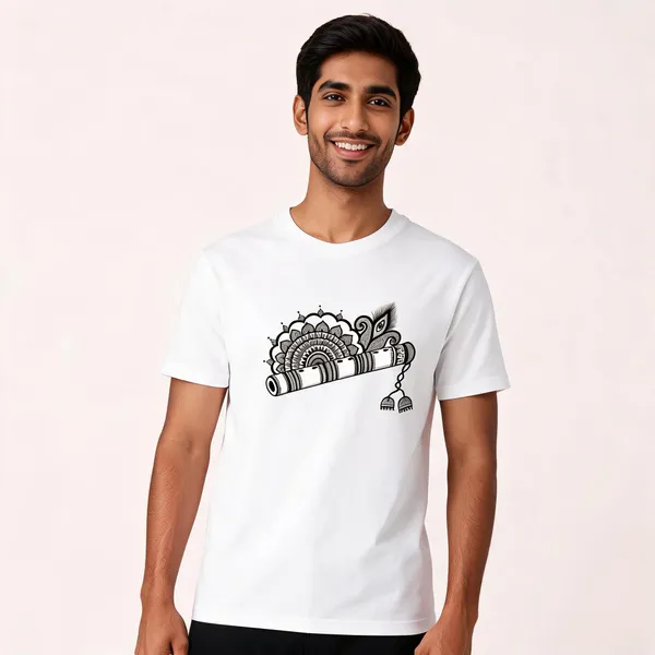 White_Cotton_Regular_Fit_Traditional_Graphic_T-Shirt_For_Men