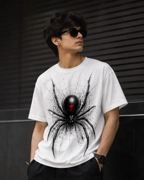 White_Cotton_Oversized_Spider_Graphic_T-Shirt_For_Men
