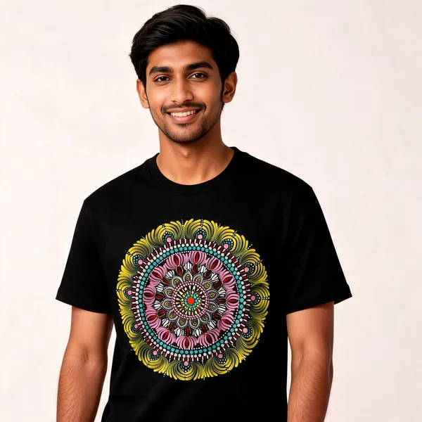 Black_Cotton_Regular_Fit_Multicolour_Mandala_Graphic_T-Shirt_For_Men