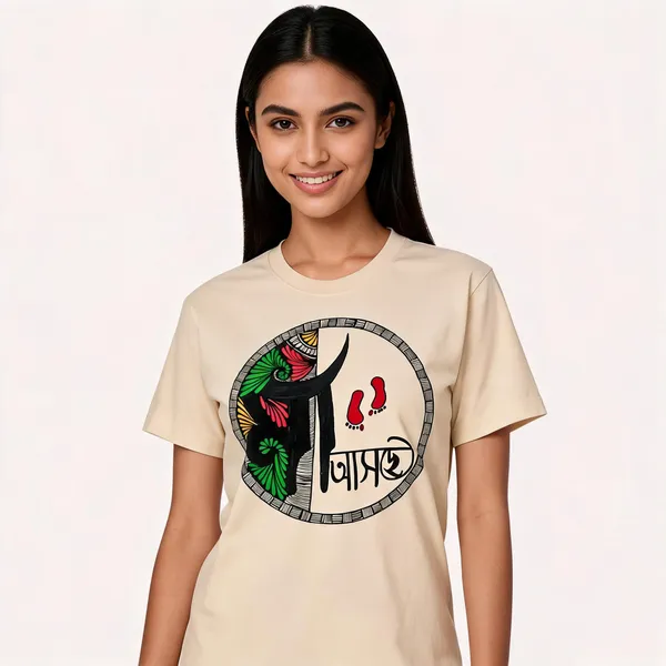 Cream_Cotton_Regular_Fit_Elephant_Graphic_T-Shirt_For_Unisex