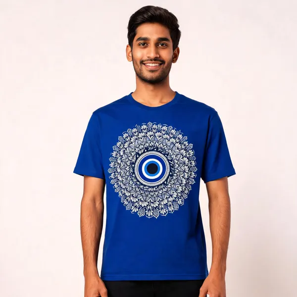 Blue_Cotton_Regular_Fit_Mandala_Graphic_T-Shirt_For_Men