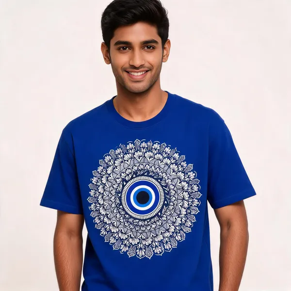 Blue_Cotton_Regular_Fit_Mandala_Graphic_T-Shirt_For_Men