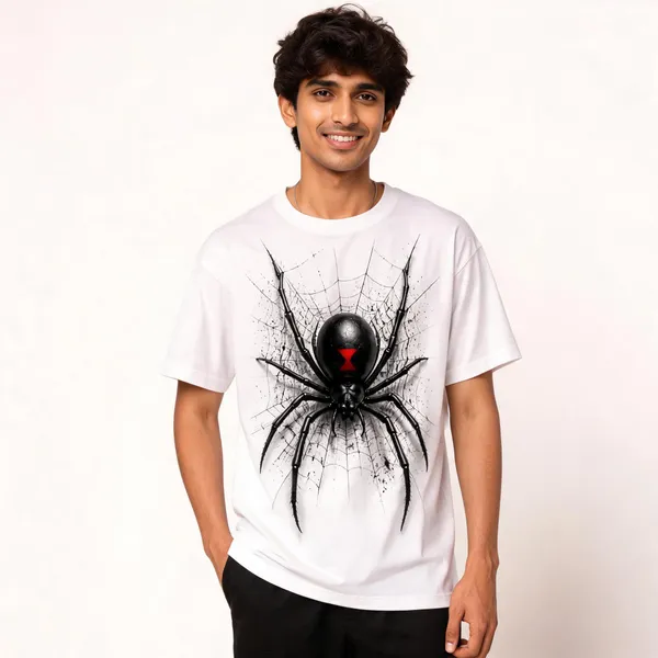 White_Cotton_Oversized_Spider_Graphic_T-Shirt_For_Men