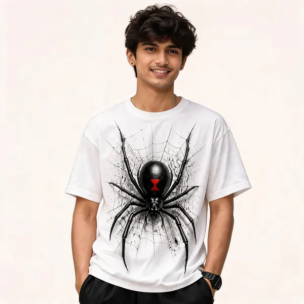 White_Cotton_Oversized_Spider_Graphic_T-Shirt_For_Men