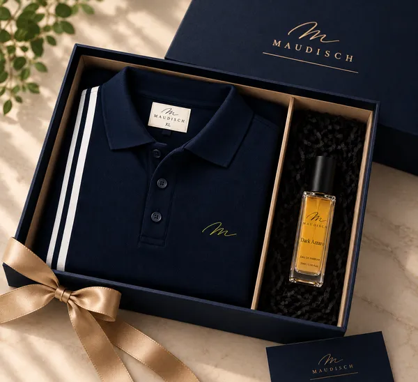 Maudisch_Premium_Gift_Set_–_Navy_Blue_Polo_T-Shirt_&_Dark_Azzaro_Perfume