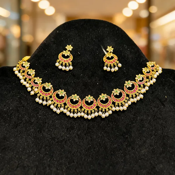Gold_Alloy_Pink_Stone_Traditional_Necklace_Set_For_Women