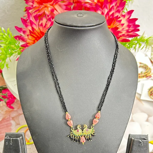 Gold_Alloy_Black_Beaded_Short_Haram_Necklace_For_Women